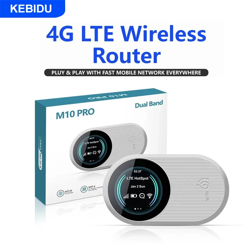 KEBIDU 4G LTE WiFi 6 Pocket WiFi Router 300mbps Mobile Router 3000mAh Sim Card Modem Portable Travel MiFi Hotspot