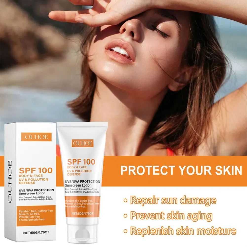 Sunscreen SPF 100 Waterproof Sunscreen Lotion Face Body Anti-Aging Sunscreen Cream UV Protector Concealer Moisturizing Skin Care