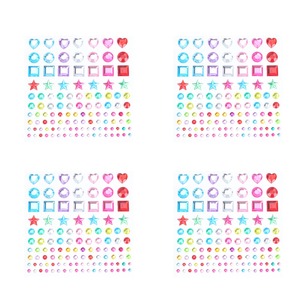 

5 Sheets Acrylic Crystal Stickers Kids DIY Imitation Scrapbook Decals Bright Colors Multi-Shape Art Craft Decoration
