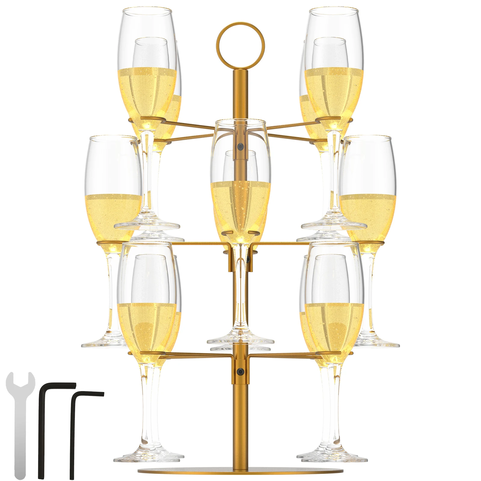 

Подставка для коктейльного дерева, 3-х ярусная подставка для шампанского, 12 держателей, подставка для бокала для вина, металлическая подставка для коктейльной башни, шампанское
