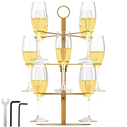 Cocktail Tree Stand 3 Tiers Champagne Display Stand 12 Holders Wine Glass Display Stand Metal Cocktail Tower Stand Champagne