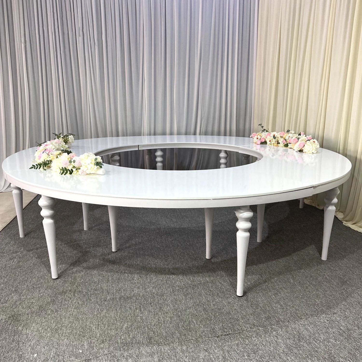 S shape Half Moon table Wedding party White Hotel Outdoor interior decoration Hotel round table Mosaic table