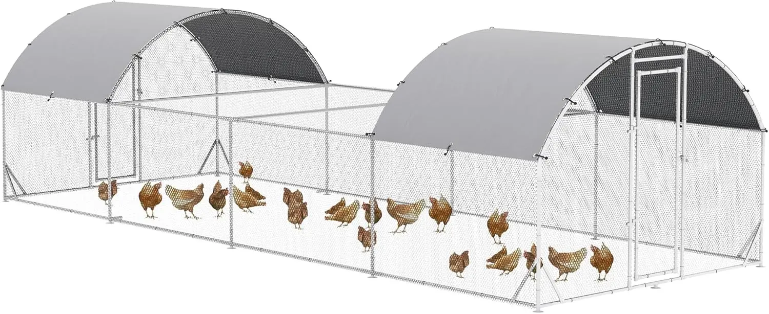 PawHut Large Chicken Coop Metal Chicken Run for Chickens with Waterproof and Anti-UV Cove, 1