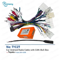 Car Stereo Cable CAN Bus Decoder for 2014~2018 TOYOTA Prado Android Head Unit Power Wiring Harness Connector Socket Adapter