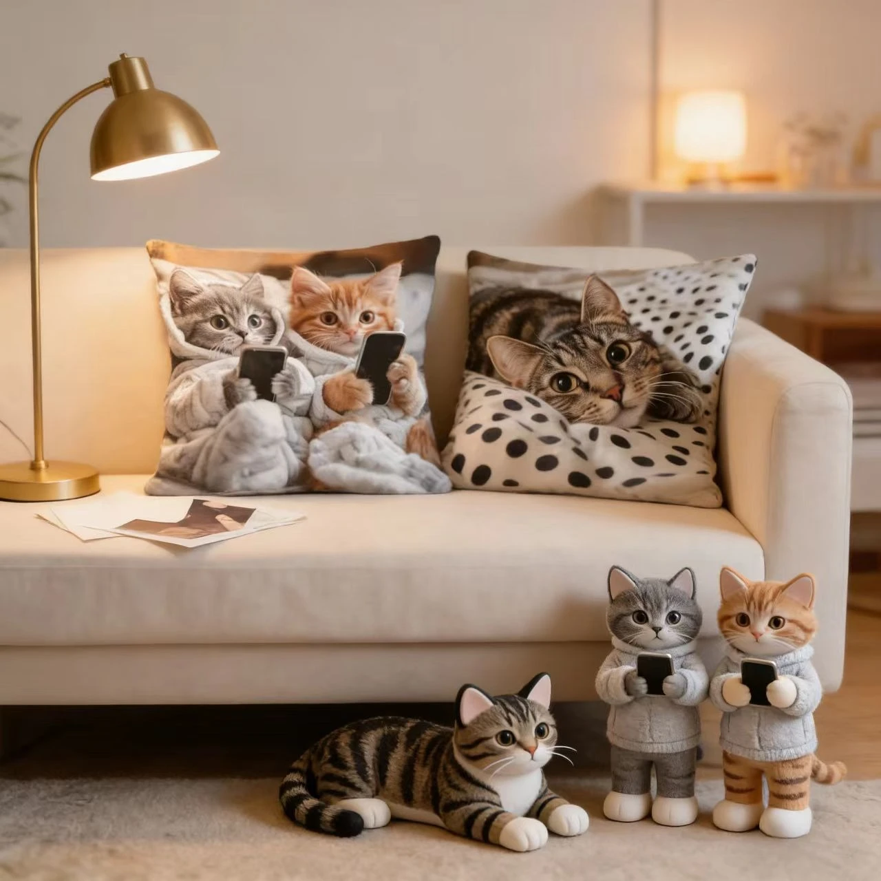 Valentine's Day Surprise Gift Home Decoration: Cute Realistic Cat Pillowcases, Simple Printed Creative Art Home Sofas