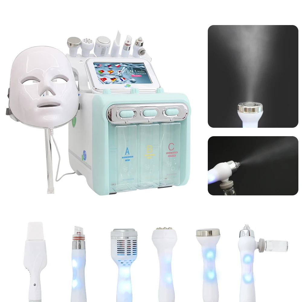 New 7 in 1 Hydrogen Oxygen Small Bubble Machine Beauty Instrument Skin Care Facial Spa H2O2 Hydro Dermabrasion Rejuvenation