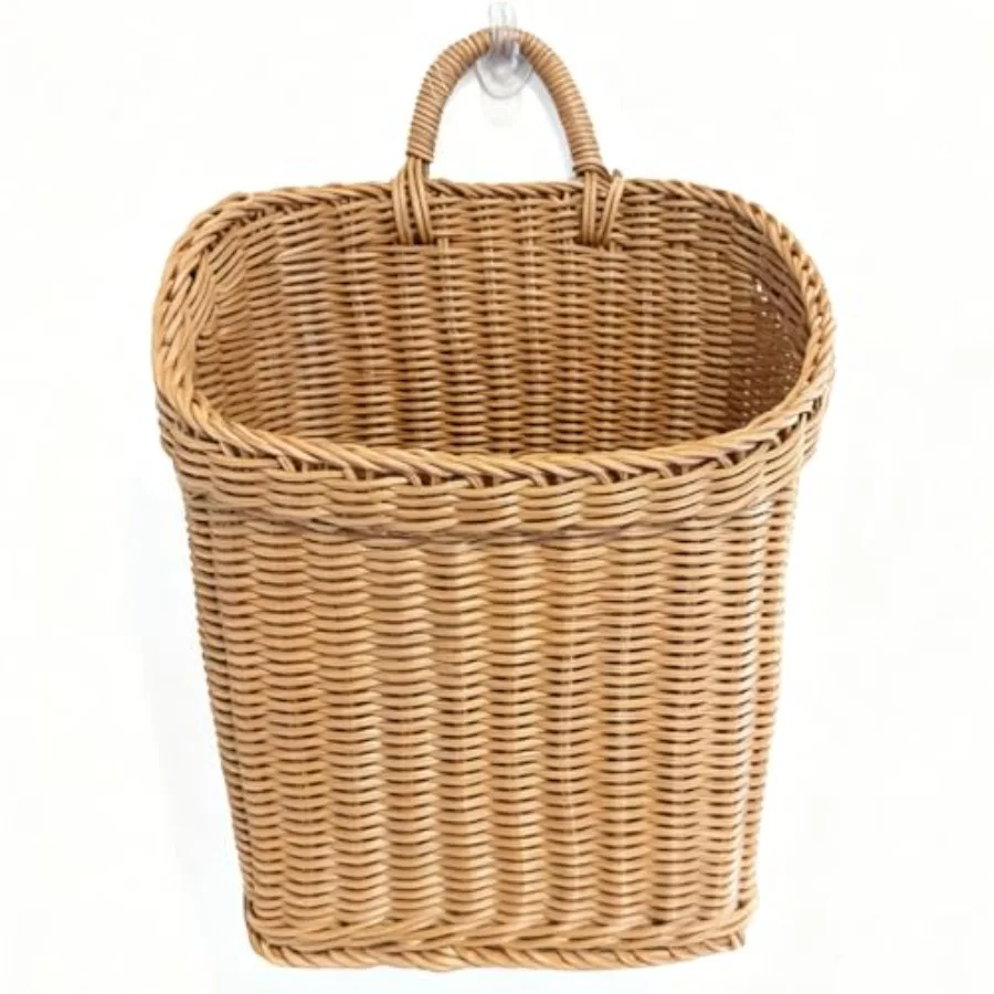 

Elegant Boho Farmhouse Hanging Basket for Wall Hanging Wicker wall Baskets for Storage, Decor, Space-Saving Rattan Door Basket