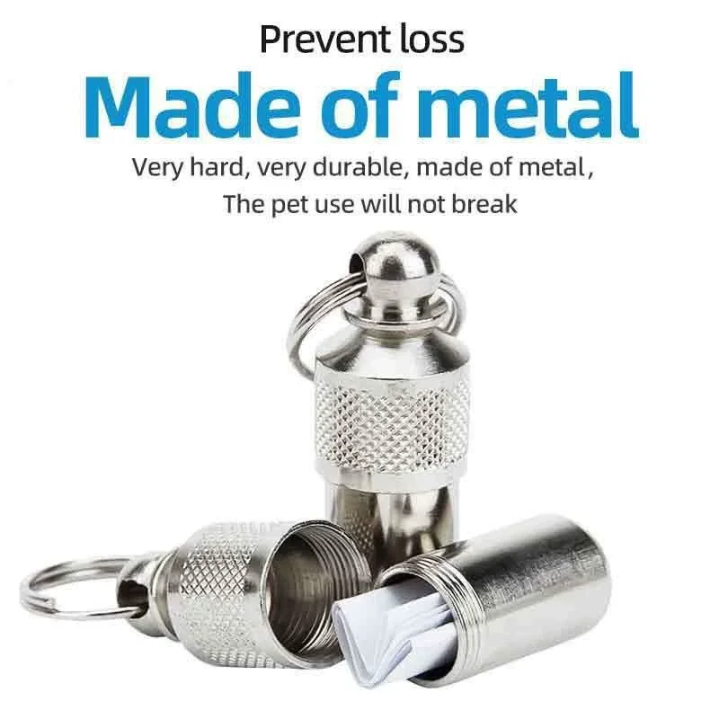 Anti-Lost Pet Dog Cat ID Tag  Metal Storage Tube Collar Accessory Pet Name Address ID Pendant for Pets Safety Identification