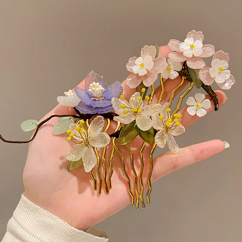 1Pc Classical Hair Comb Chinese Style Hair Stick U Shape Flower Cheongsam Hairpin For Hanfu Accessories view 2