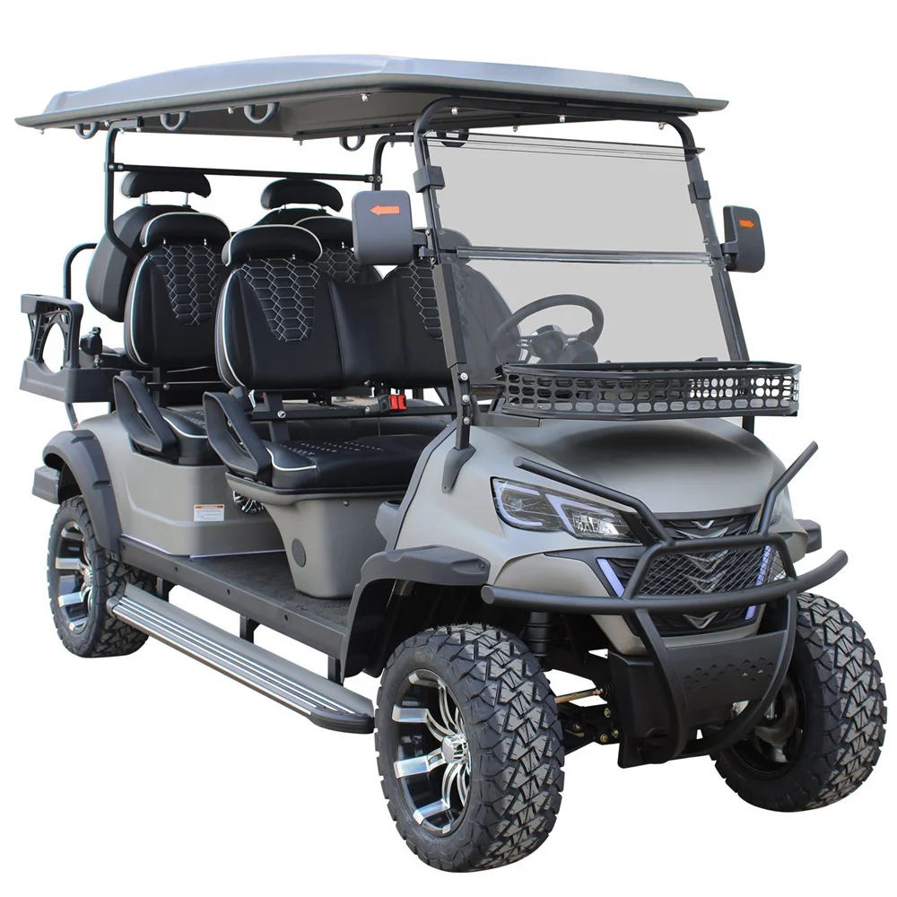 2024 New Model Style D 4+2 Seat Sightseeing Bus Club Cart AC Motor Li Battery Electric Golf Buggy Hunting Cart