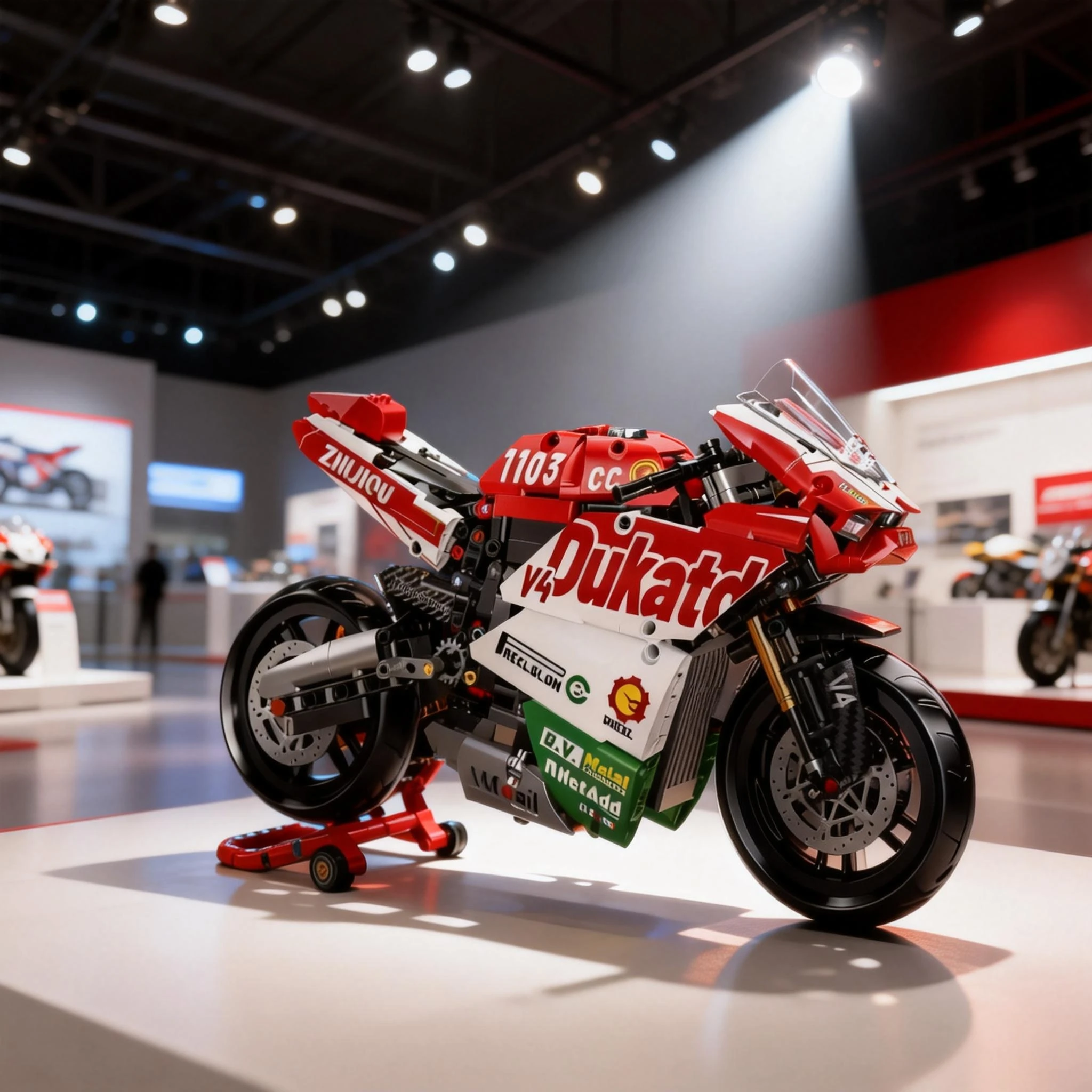 Famosi blocchi di costruzione per motociclette V4 Set Kit modello super moto da corsa tecnica per bambini Giocattoli assemblati Regali per ragazzi e ragazze