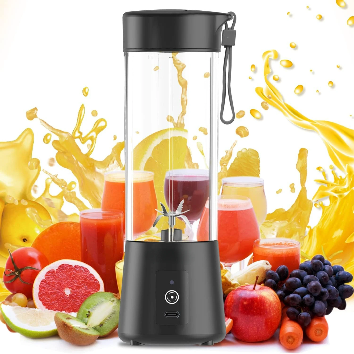 High-Speed USB Rechargeable Portable Personal Blender with Powerful 4000mAh Battery - Perfect for Making On-The-Go Protein Shake