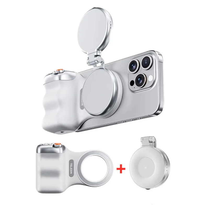 Neu-TELESIN Magnetische Telefon Kamera Schießen Hand Grip Telefon Halter Schießen Hilfe Fernbedienung Griff Mit Füllen Licht Für Smartphone
