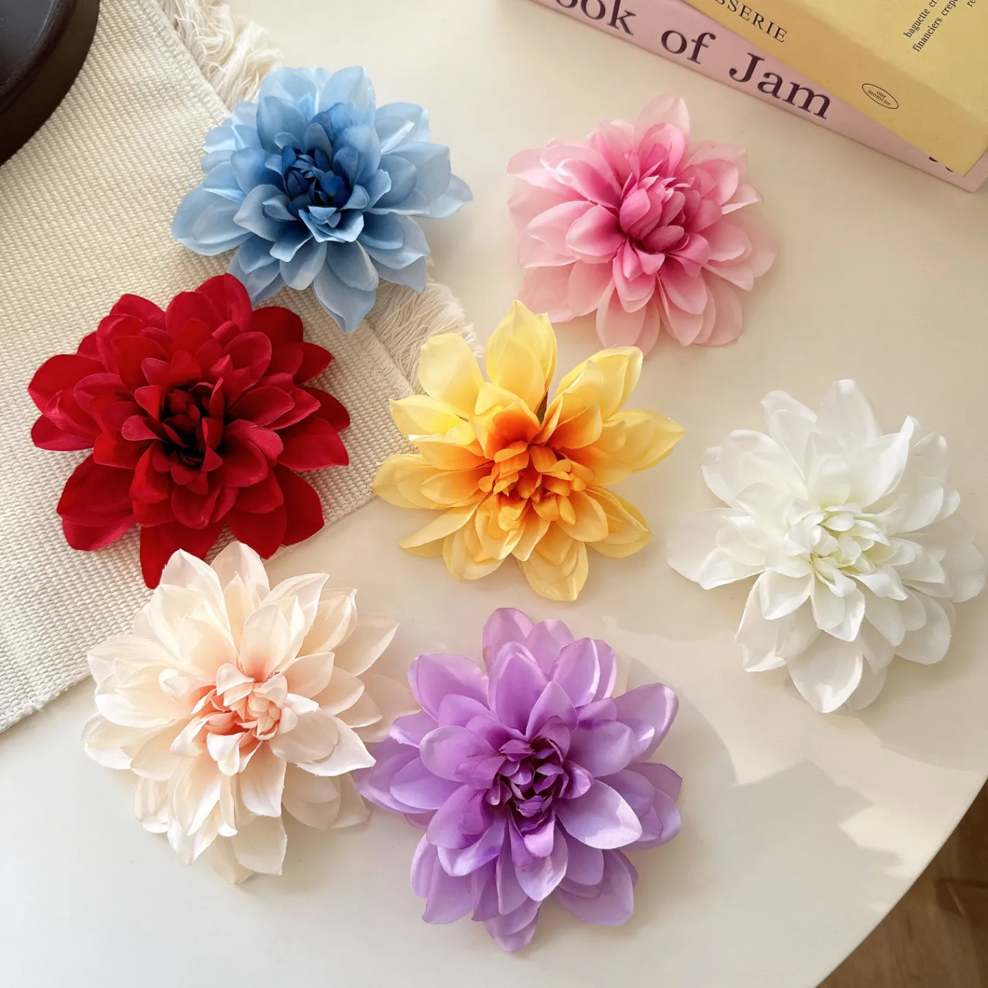 Faux Dahlia Hair Clip Large Artificial Flower Barrettes for Women Beach Photoshoot New Chinese Style Premium Portable