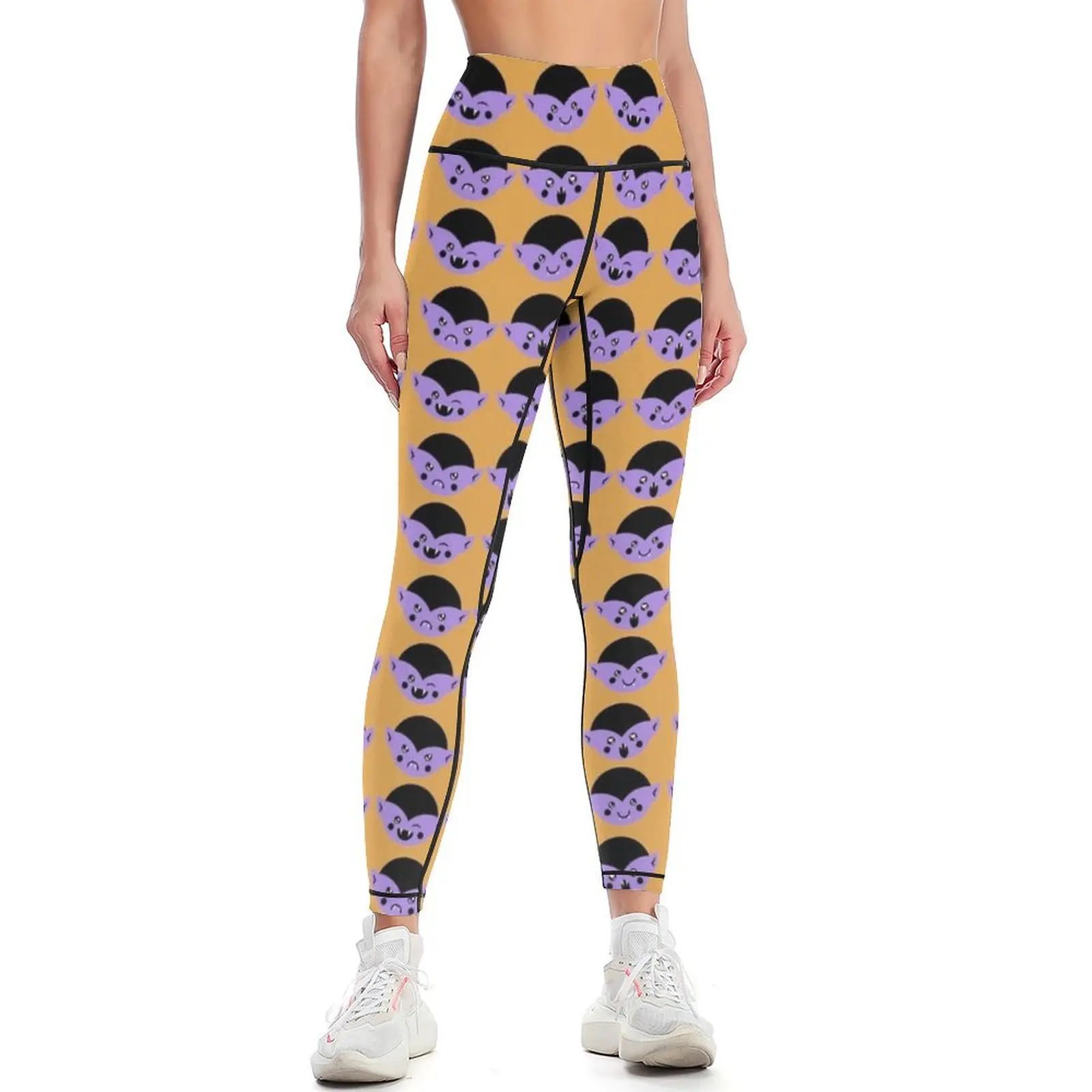 

Purple and Spice Yellow Vampire Pattern Leggings gym sportswear woman Fitness clothing Womens Leggings