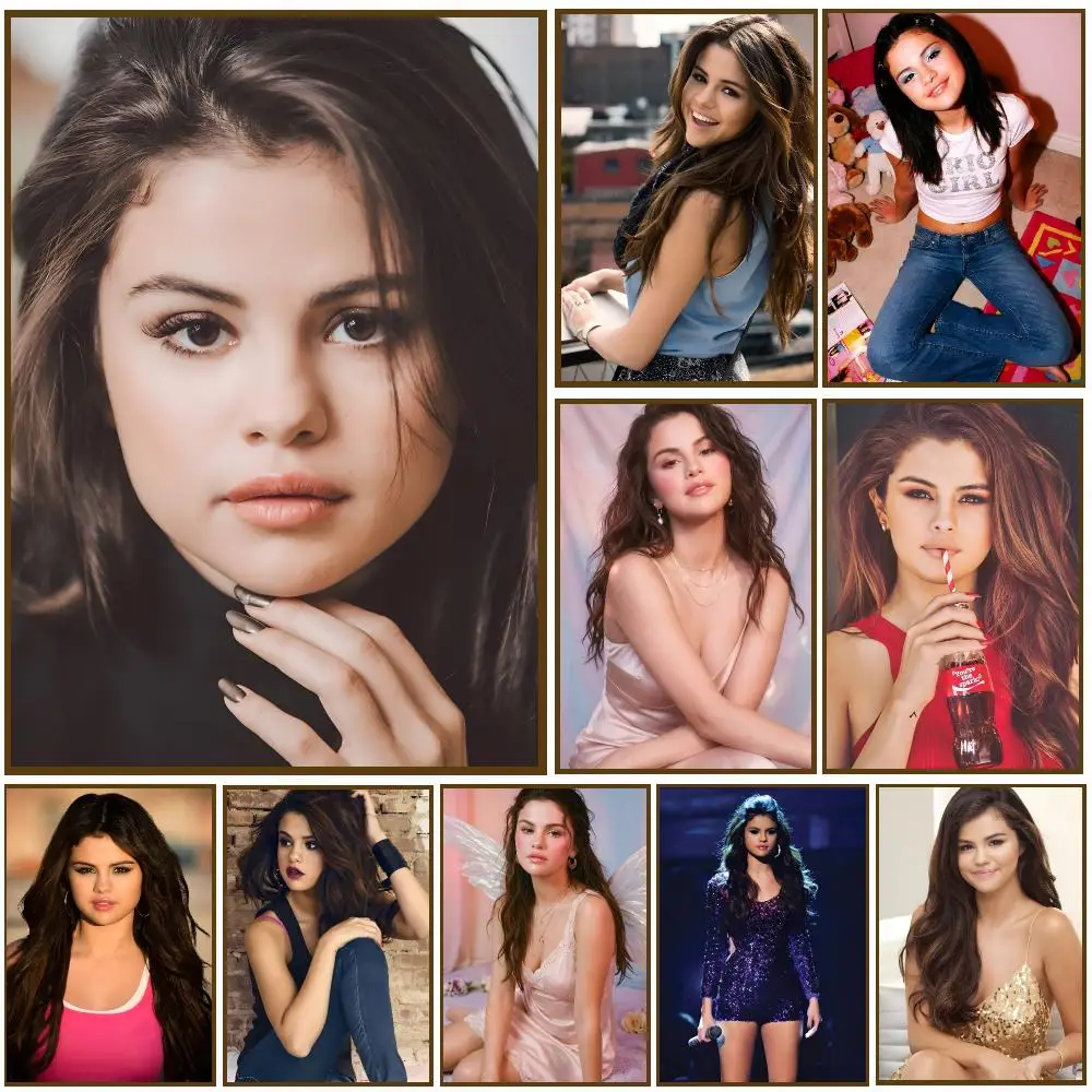 Singer S-Selena Gomez Poster Self-adhesive Living Room Bedroom Party Bar Decor Moisture-proof Fade-resistant HD