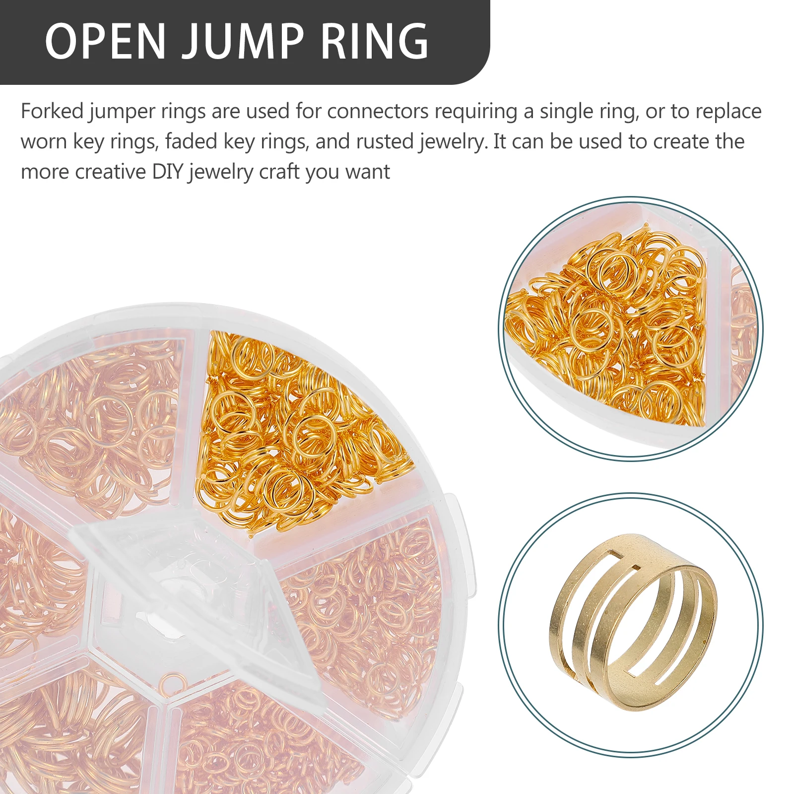 

1 set 1 Set Open Jump Ring Set Gold Diy Jewelry Making Accessories Lightweight Durable Professional Jewelry Supplies