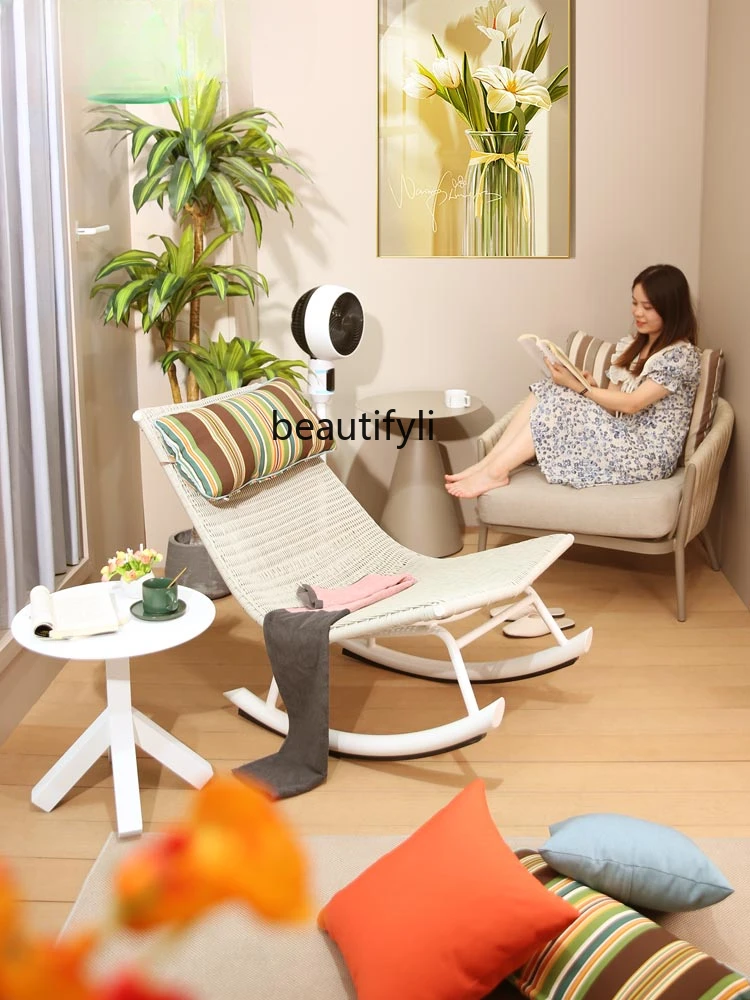 Rattan Chair Living Room Balcony Leisure Rattan Chair Armchair Household Lazy Bone Chair Single Woven Chair