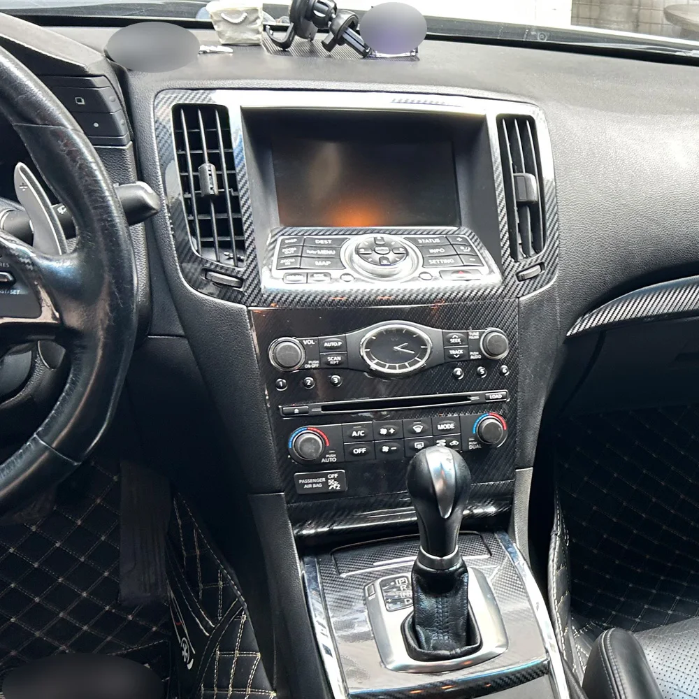 Carbon Fiber Interior Trim Stickers For Infiniti G37 G37S Q60 2 doors Central Console Gear Shift Panel Door Handle Cover Trim