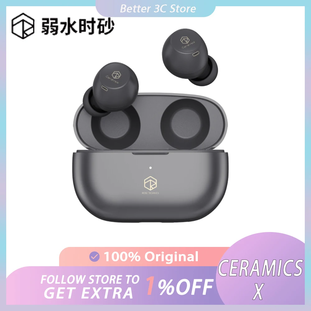 

ROSESELSA CERAMICS X Wireless Earphone Bluetooth 54ms Latency Hybrid Active Noise Reduction Work Out Earbud IPX5 PC Gamer Gift