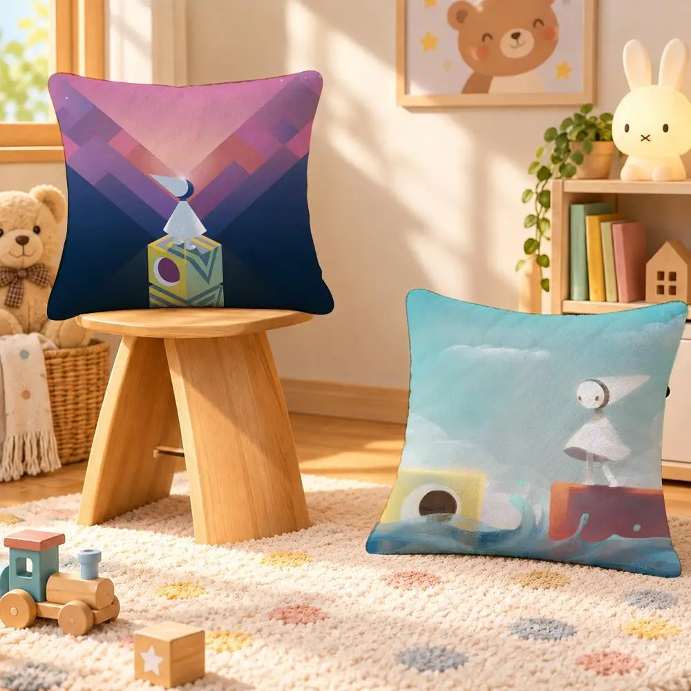 Game Monument Valley Puzzle Cushion Cover Personalized Soft Plush Pillow Living Room Home Sofa Bedroom Office Car Cushion