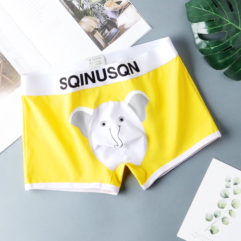 SQINUSQN New men\'s boxer panties Breathable men\'s underwear cute little elephant Comfortable Men Underpants size M-4XL