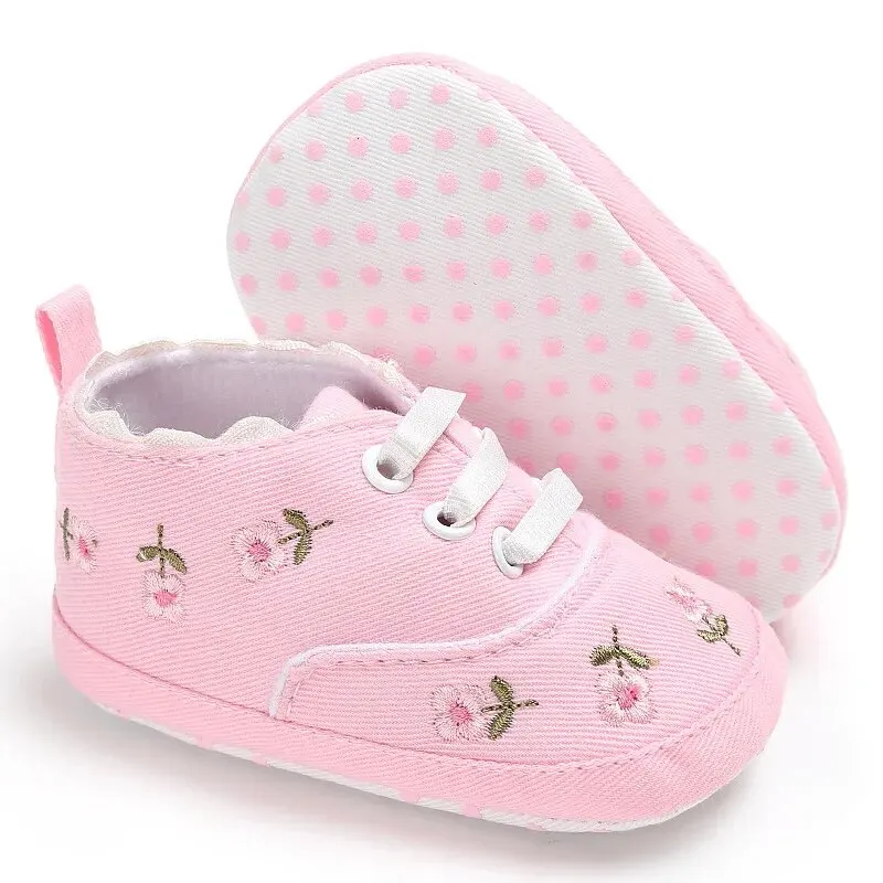 Meckior neonata scarpe di tela Casual fiore suola in cotone scarpe da bambino antiscivolo scarpe da culla per primi camminatori infantili femminili