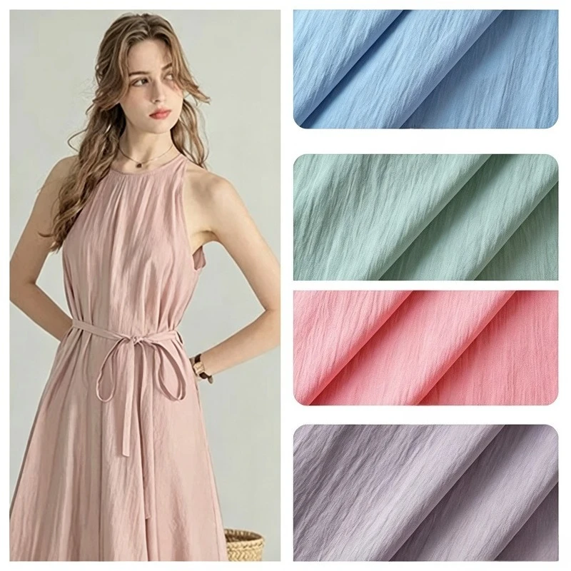 Vintage Rayon Viscose Nylon Micro Crepe Anti-static Cool Fabric By The Meter for Shirt Clothing Sewing Soft Skin‑Friendly Cloth