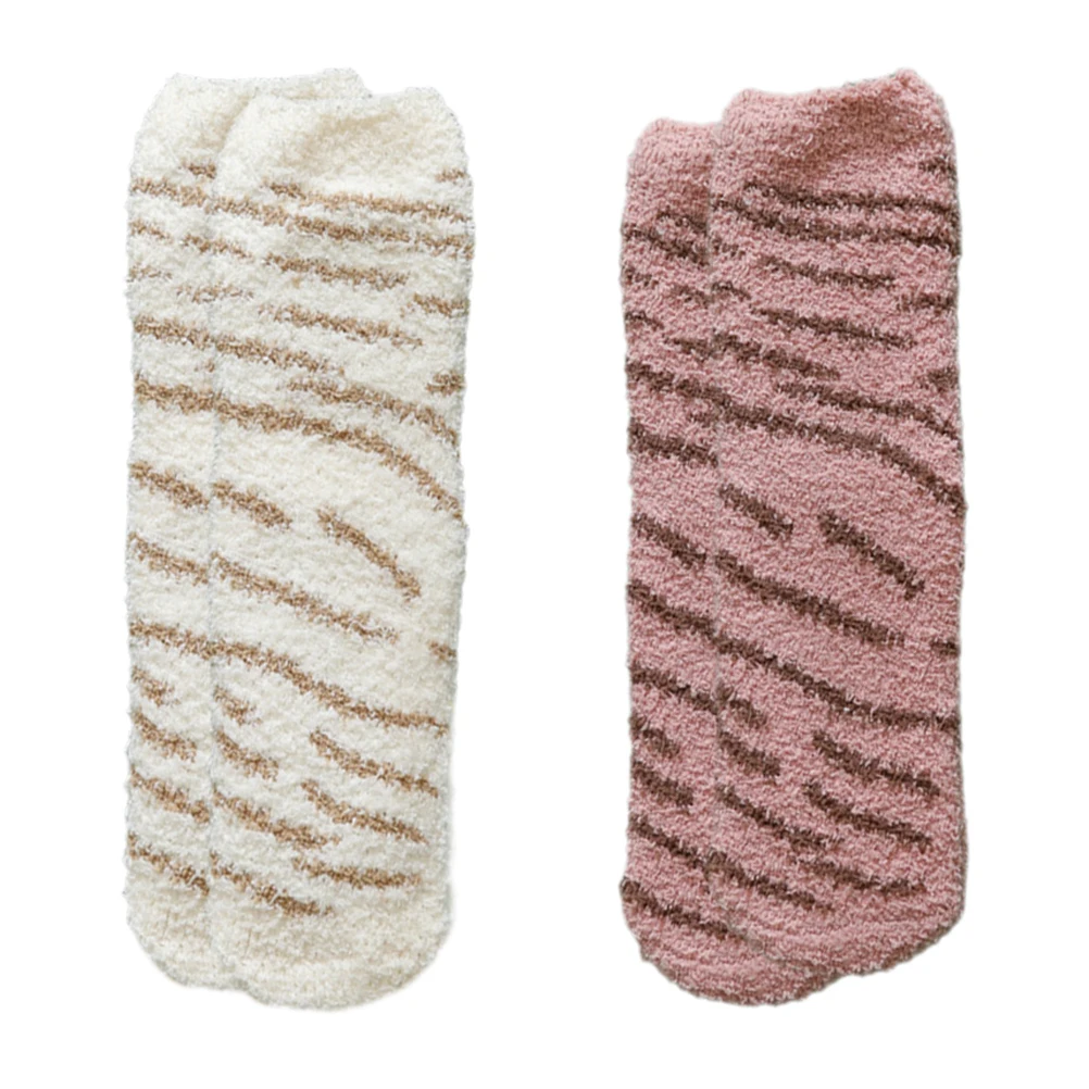 

Thickened Women Socks Warm Cotton Winter Hosiery Home Vacation 2 Pairs Soft Skin Friendly Fashion Striped Design Daily Wear Cold