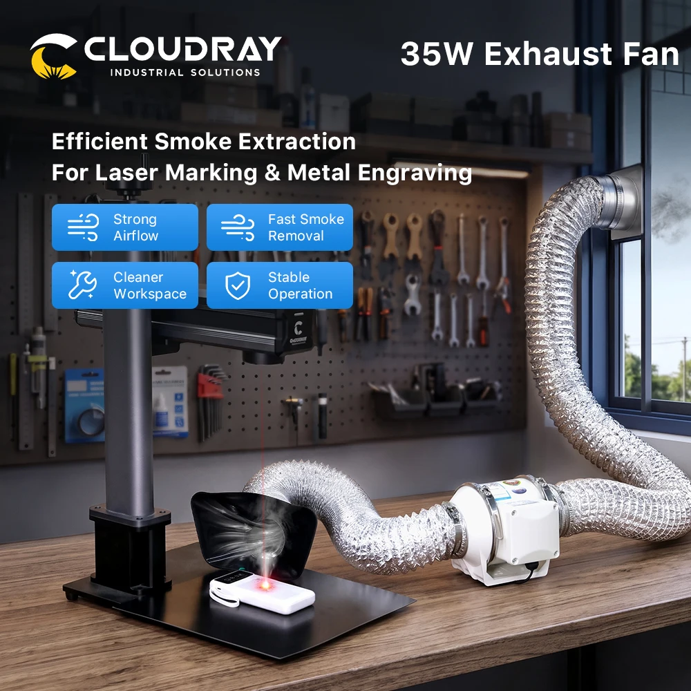 Cloudray Exhaust Fan Inline Duct Fan Extractor Low Noise Air Ventilator Mini Extractor Wall Fan Duct Fan for Laser Machine