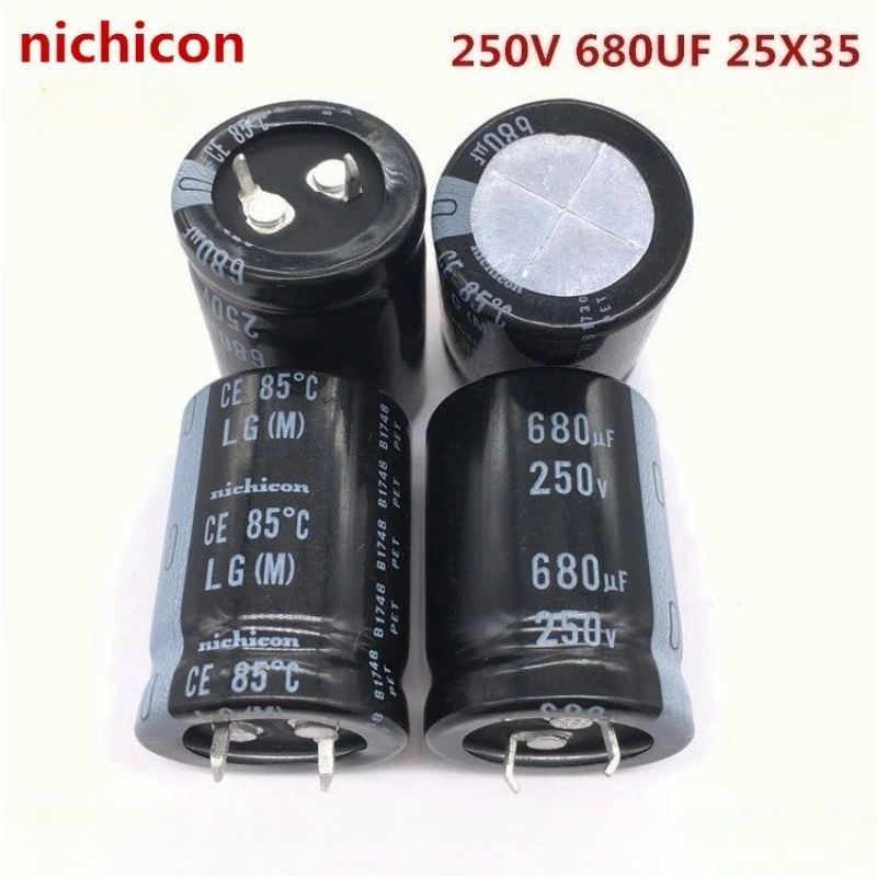 （1pcs）nichicon 250V680UF 25X35  680UF 250V 25*35mm  Through Hole Aluminum Electrolytic Capacitor