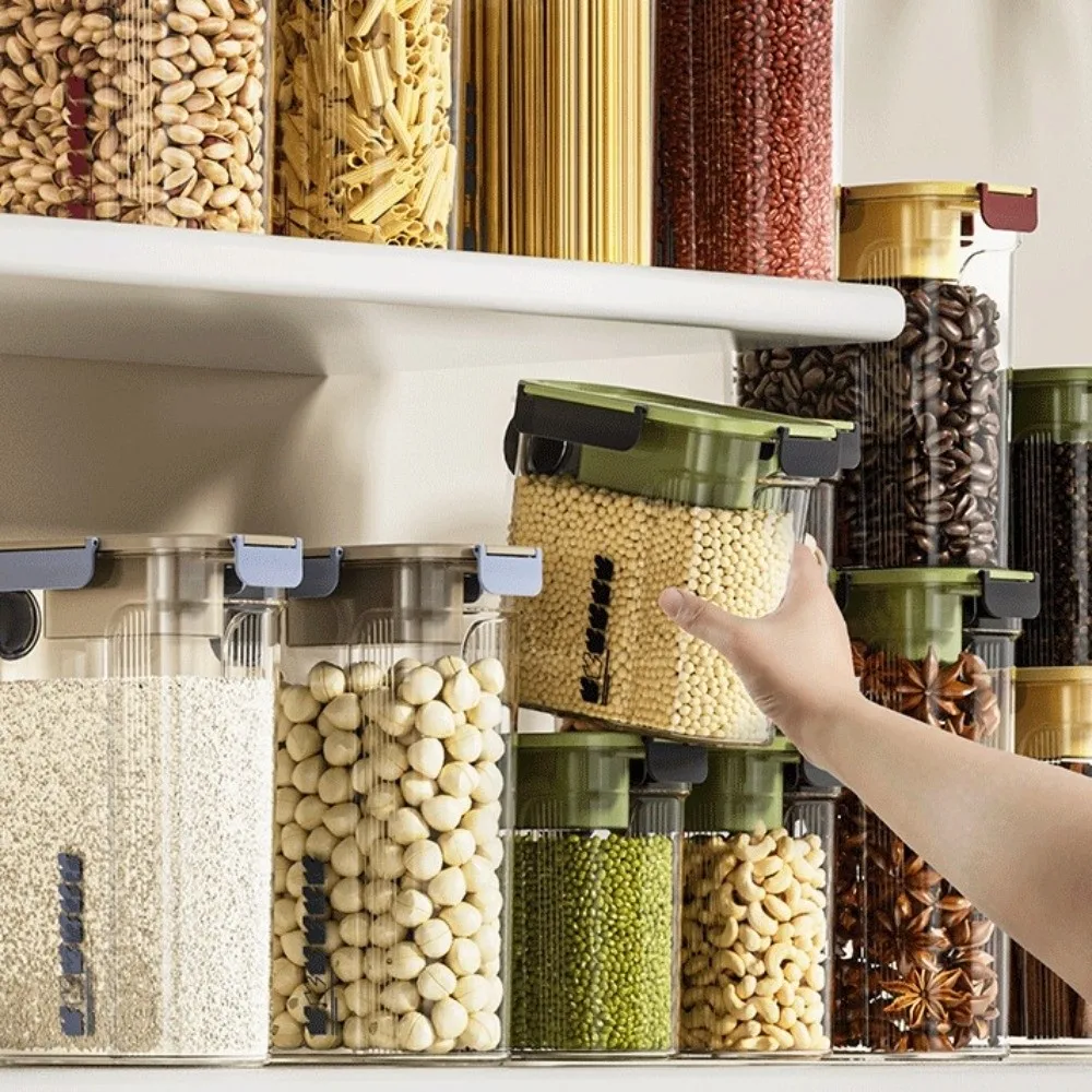 Plastic Transparent Food Sealed Jars Five Grains 2L/3L/4L Fresh Keeper Bin Jar Italian Pasta Reusable Sealed Grain Tank
