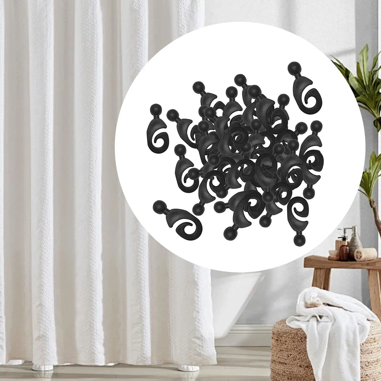 50 Pieces Hooks for Gazebo Curtains Canopy Curtain Kit Professional for Drapes Sturdy Rustproof Smooth Curtain Hooks