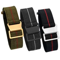 60s French Troops Parachute Bag Elastic Watch Strap 20mm 22mm Nylon Watchbands Man's Universal Smart Watch Fabric Wristband