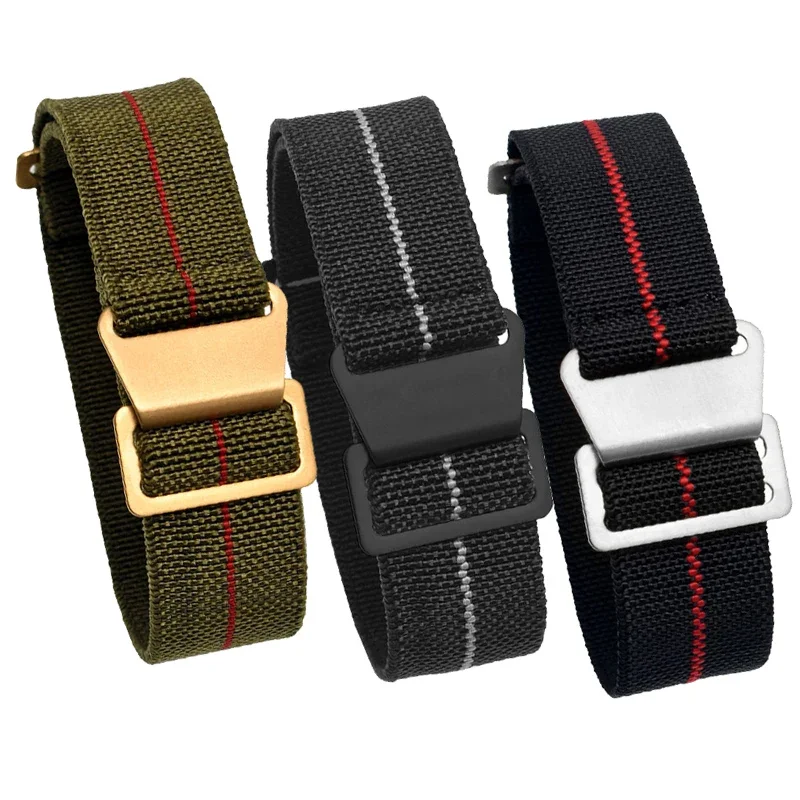 60s French Troops Parachute Bag Elastic Watch Strap 20mm 22mm Nylon Watchbands Man's Universal Smart Watch Fabric Wristband