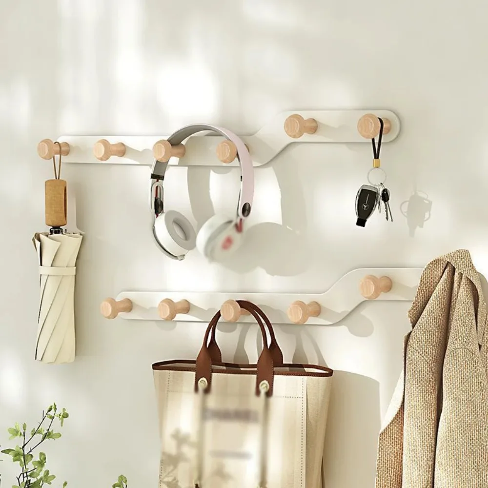 Wall Mounted Coat Racks Creative Living Room No Punch Clothes Coat Hat Scarf Key Modern Door Rear Hook Hangers Family Furniture