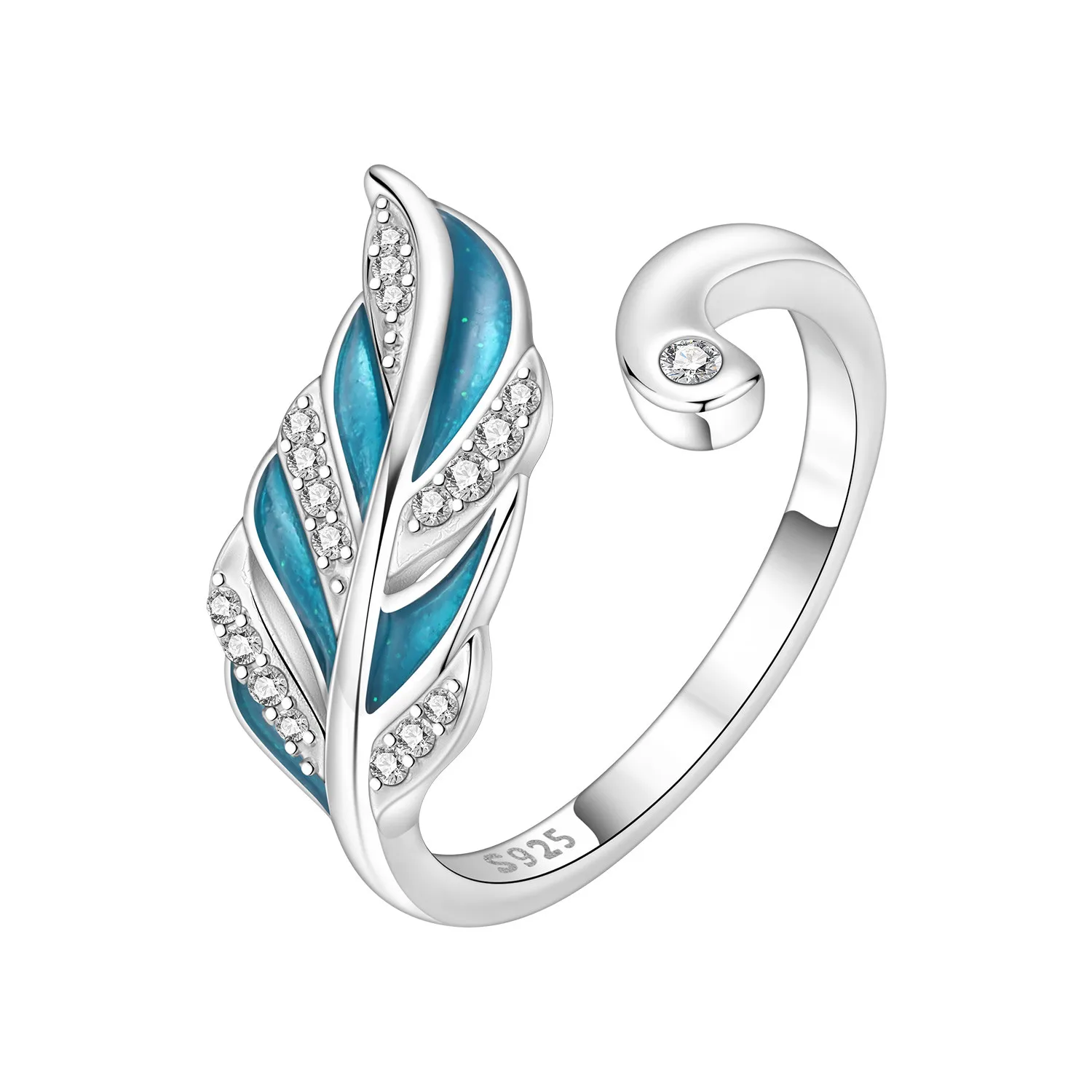 PANPOKI S925 Sterling Silber Feder Glück Symbol Öffnung Ring Für Frauen Original Finger Ring Schmuck Party Feine Trendy Geschenke