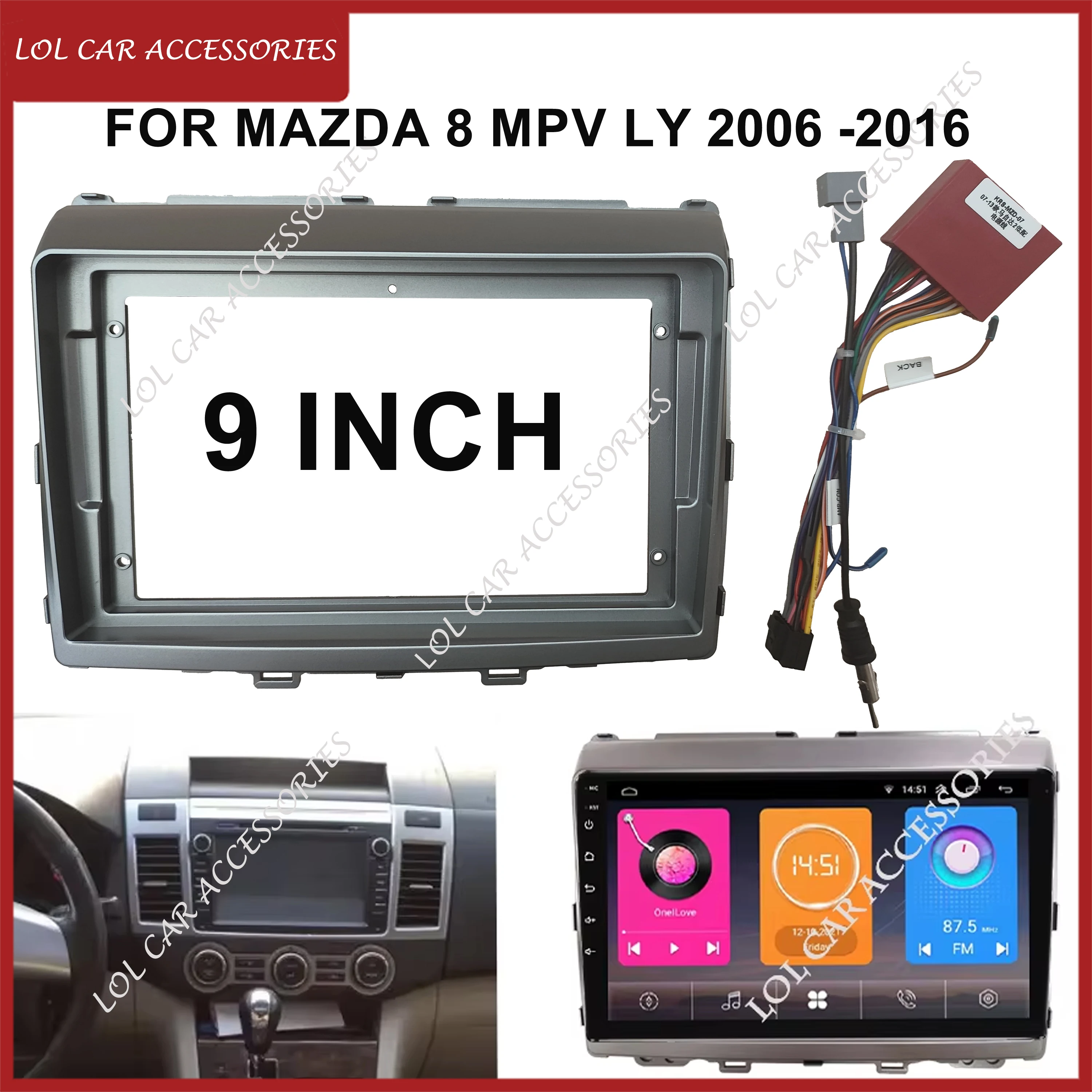 9 Inch For Mazda 8 MPV LY 2006 -2016 Car Radio Android MP5 Player Casing Frame 2Din Head Unit Fascia Stereo Dash Cover Panel