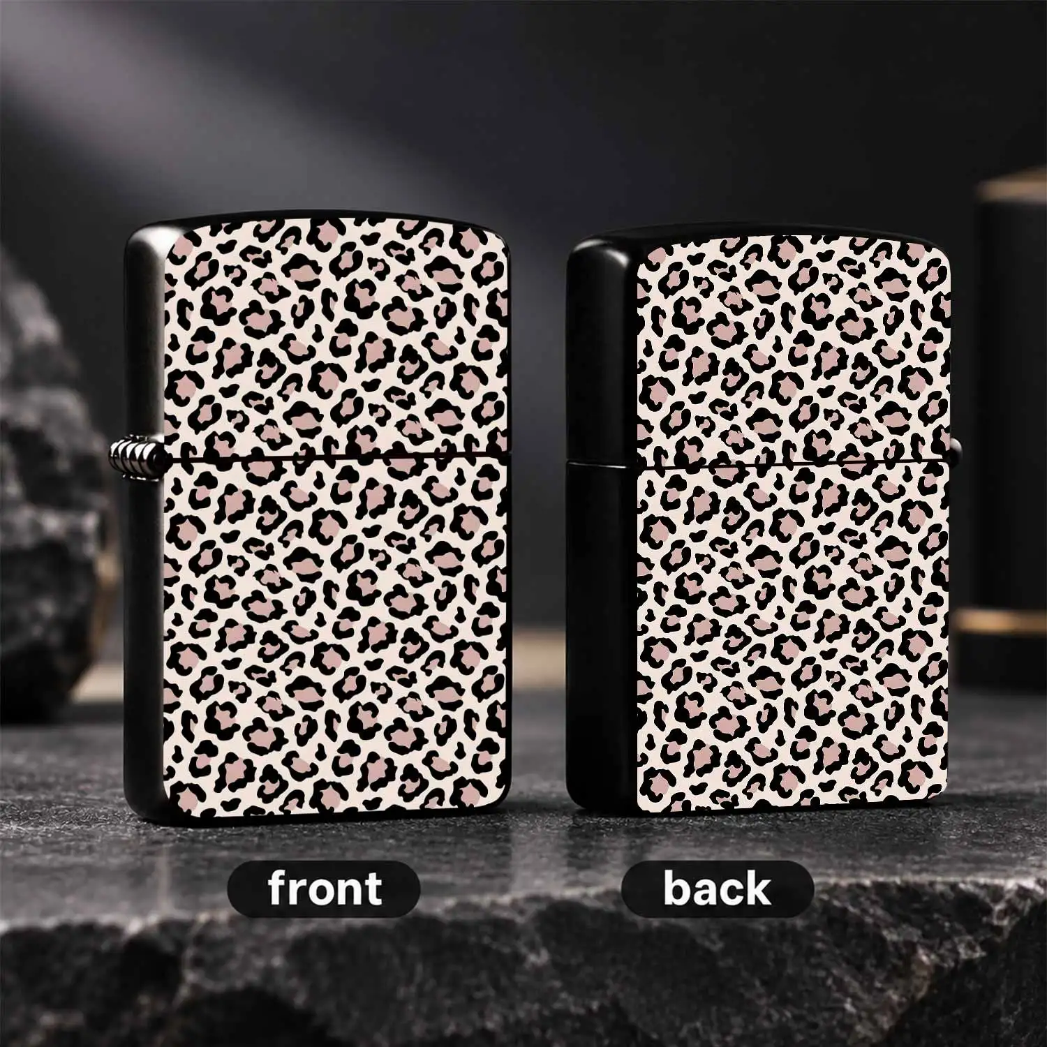 Trendy Leopard Print Decorative Lighter, Delicate Light Pink Base With Stylish Black Dusty Rose Spots, Compact Portable All-Match Accessory For Daily Gathering, Outdoor Camping, Dating Scenarios, Exquisite Smooth Grip, A Humorous And Intere