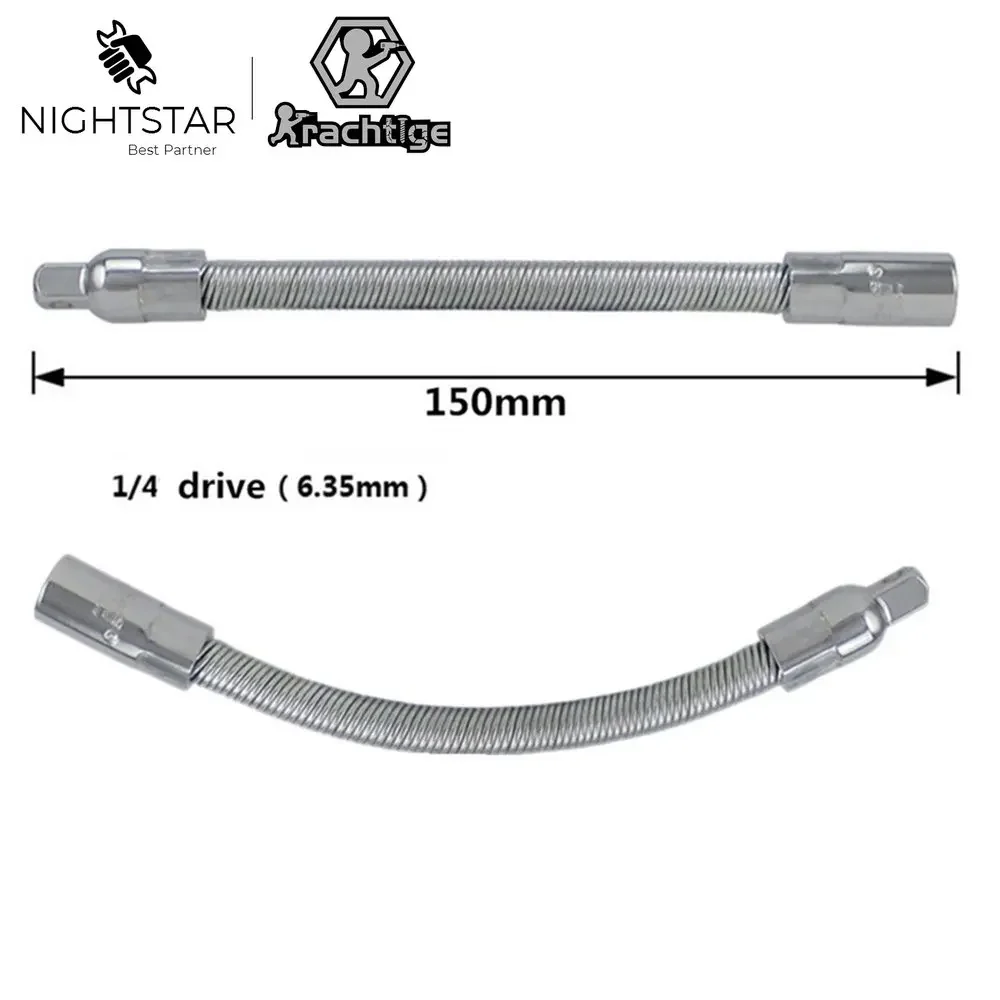 

150mm Flexible Extension Bars 1/4" Drive 6.3mm Socket Tool Ratchet 1/4" Flexible Shaft Screwdriver Bit Krachtige Extension