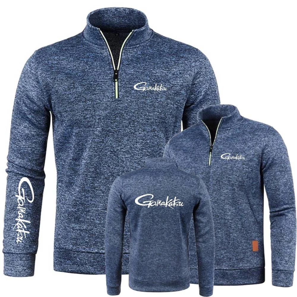 بلوزات نصف سحاب لينة الصوف الياقة المدورة سترة Gamakatsu الصيد رجالي البلوز جيرسي عادية متماسكة ملابس رياضية الشارع الشهير #1