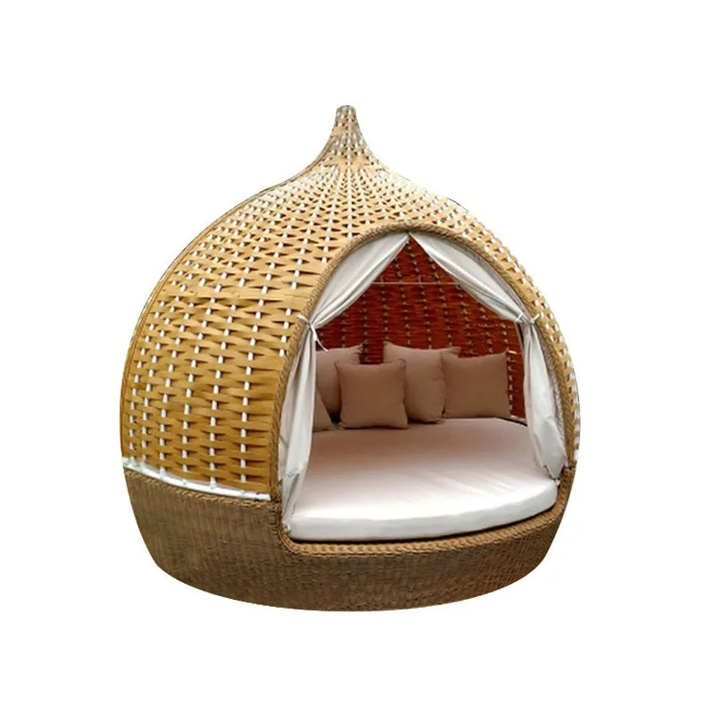 Outdoor recreational bed, patio balcony, rattan lodging, sunscreen, birdcage nest bed