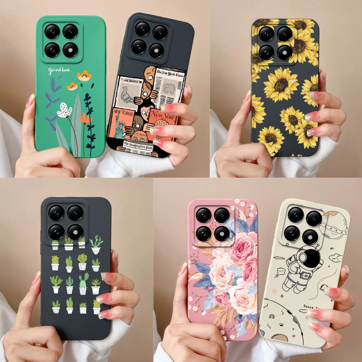 Case For Xiaomi 14T Pro Flower Plant Full Coverage Anti Slip Soft Liquid Silicone Bumper For Mi 14 T 14TPro High Quality Housing