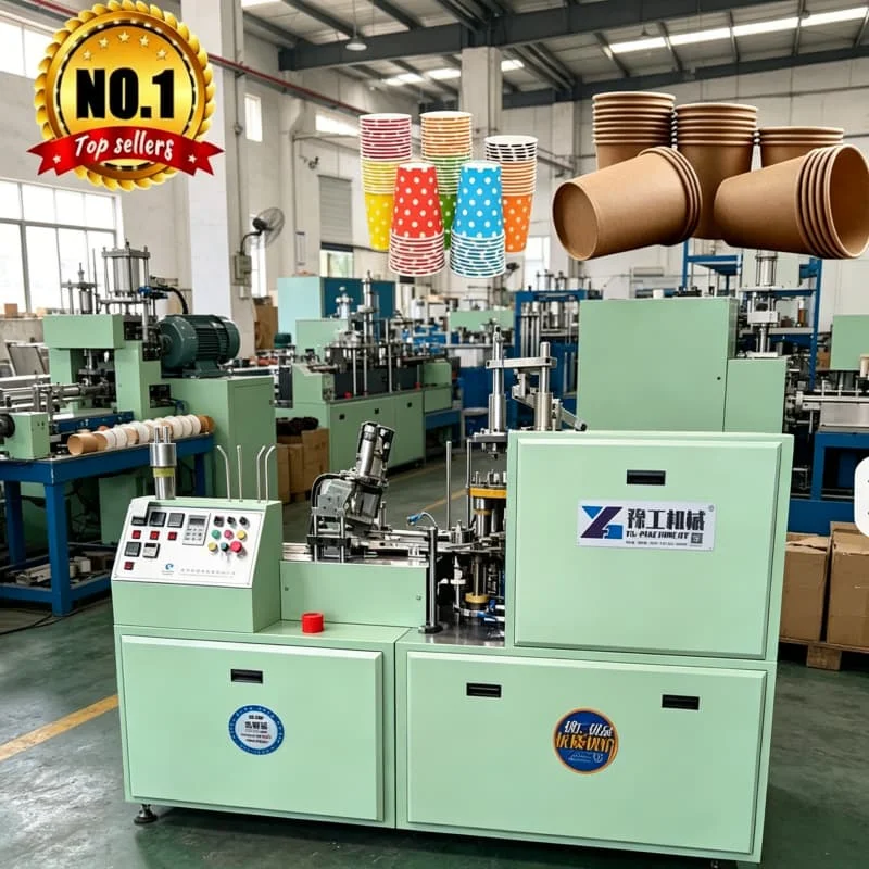 High Speed Paper Cup Line 8 Servo Motors Independent Station Control Customized 160 210pcs min Double PE Coated Hot Coffee Cup