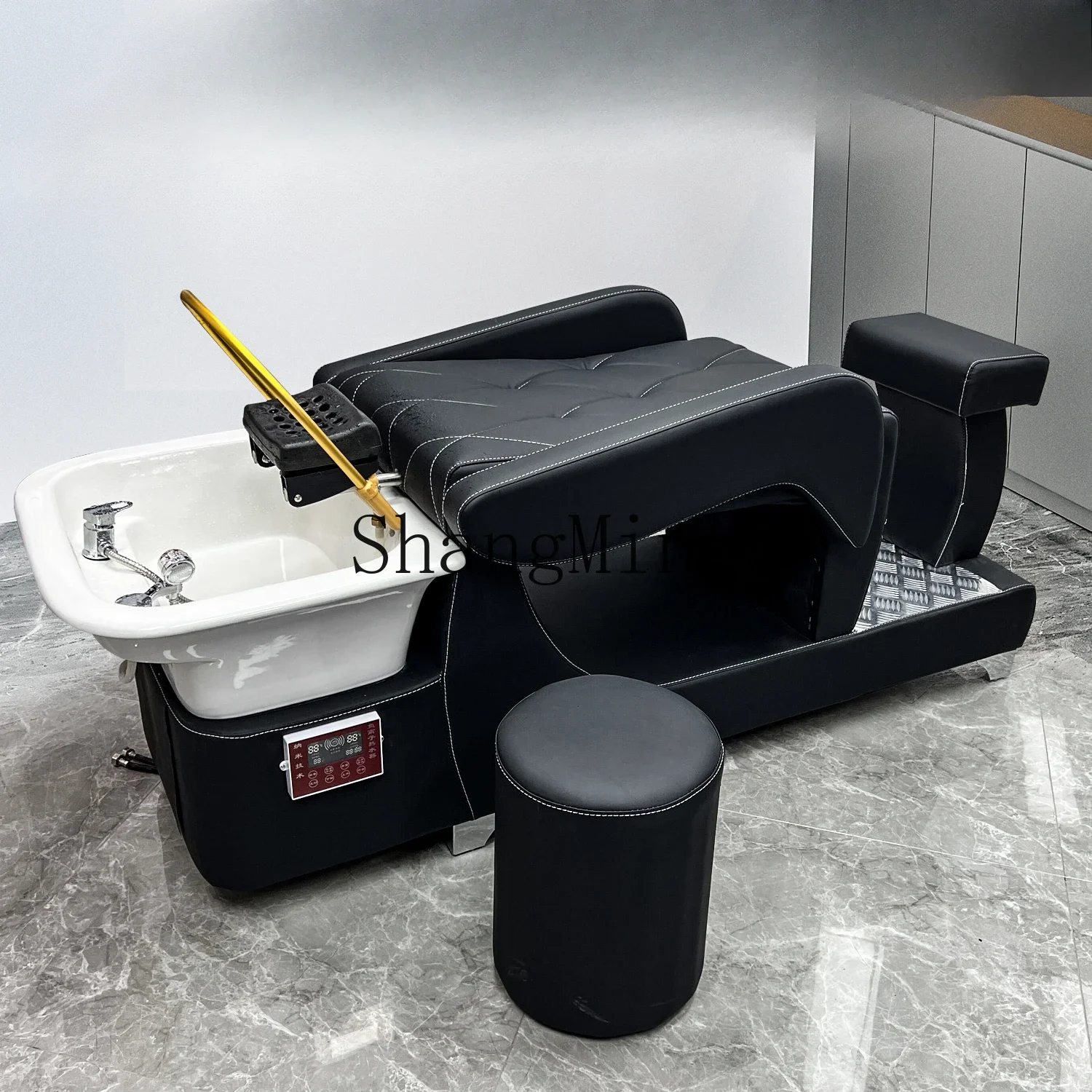 ZZJ barber shop special shampoo bed hairdressing half lying flush bed retro trendy shop hair salon shampoo one-piece bed