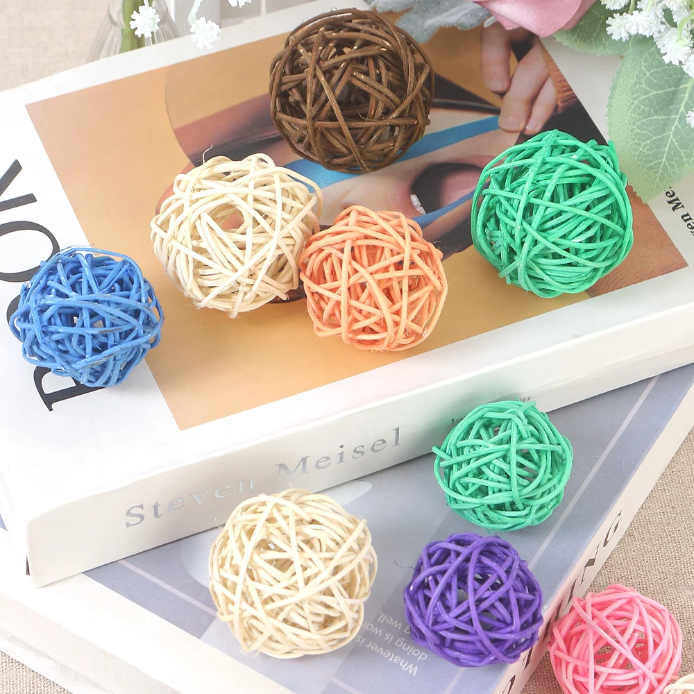 12Pcs Rattan Ball Woven DIY Furniture Living Room Decoration Wedding Party Christmas Decor Children's Toys Willow Accessories