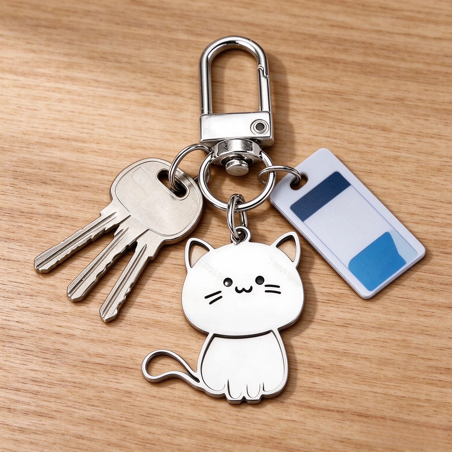 3Pcs New Cute Cat Keychain Men Women Stainless Steel Metal Holder Keyring Versatile Couple Jewelry Valentine Day Leisure Gift