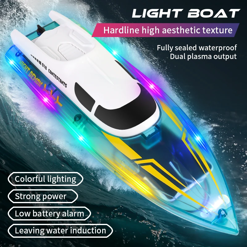 918-2.4GLuminous Colorful High Speed ​​Racing Boat Waterproof Rechargeable Model Electric Radio Remote Control Speedboat Boy Toy