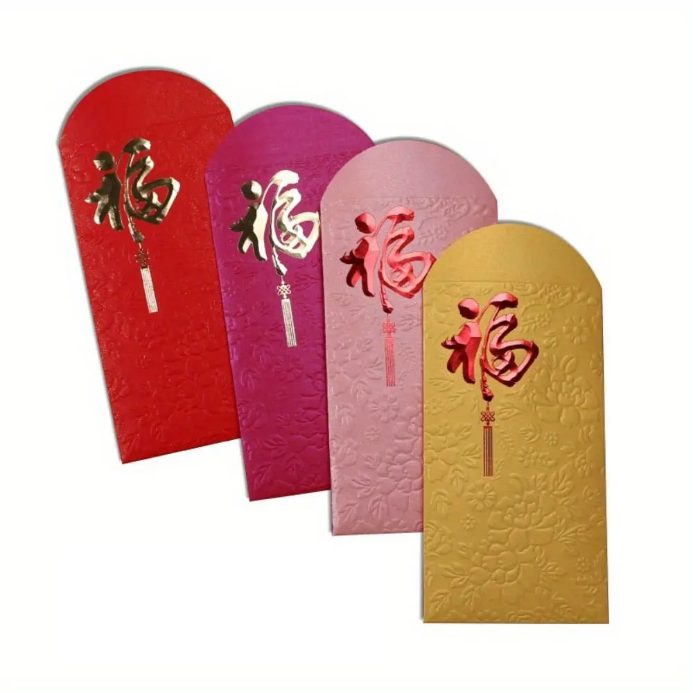 10PCS/Set Lucky Red Envelopes Chinese Style New Year Blessing New Year Red Packets Gold Foil Design Cash Gift Envelopes