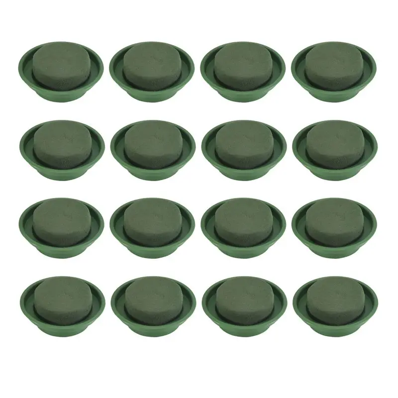 

ABMO 16Packs Floral Foam Rounds In Bowls DIY Flower Arrangement Kit Green Round Wet Flower Foam Blocks For Artificial Flower